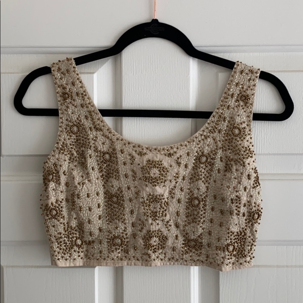 Women’s Urban Outfitters Beaded Shimmer Crop Top